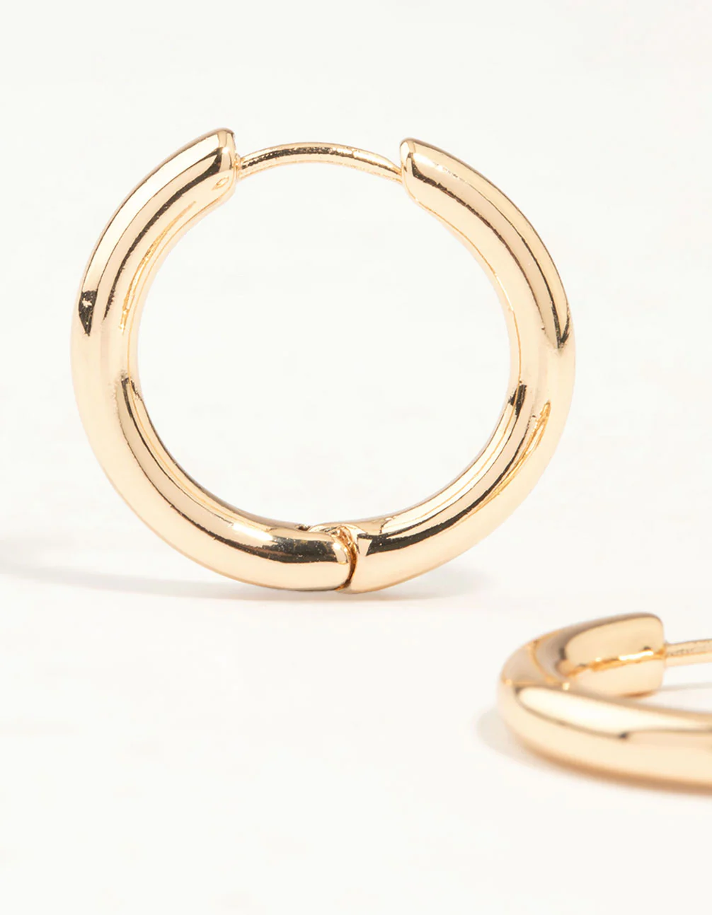 Gold Round Medium Huggie Earrings - Image 2