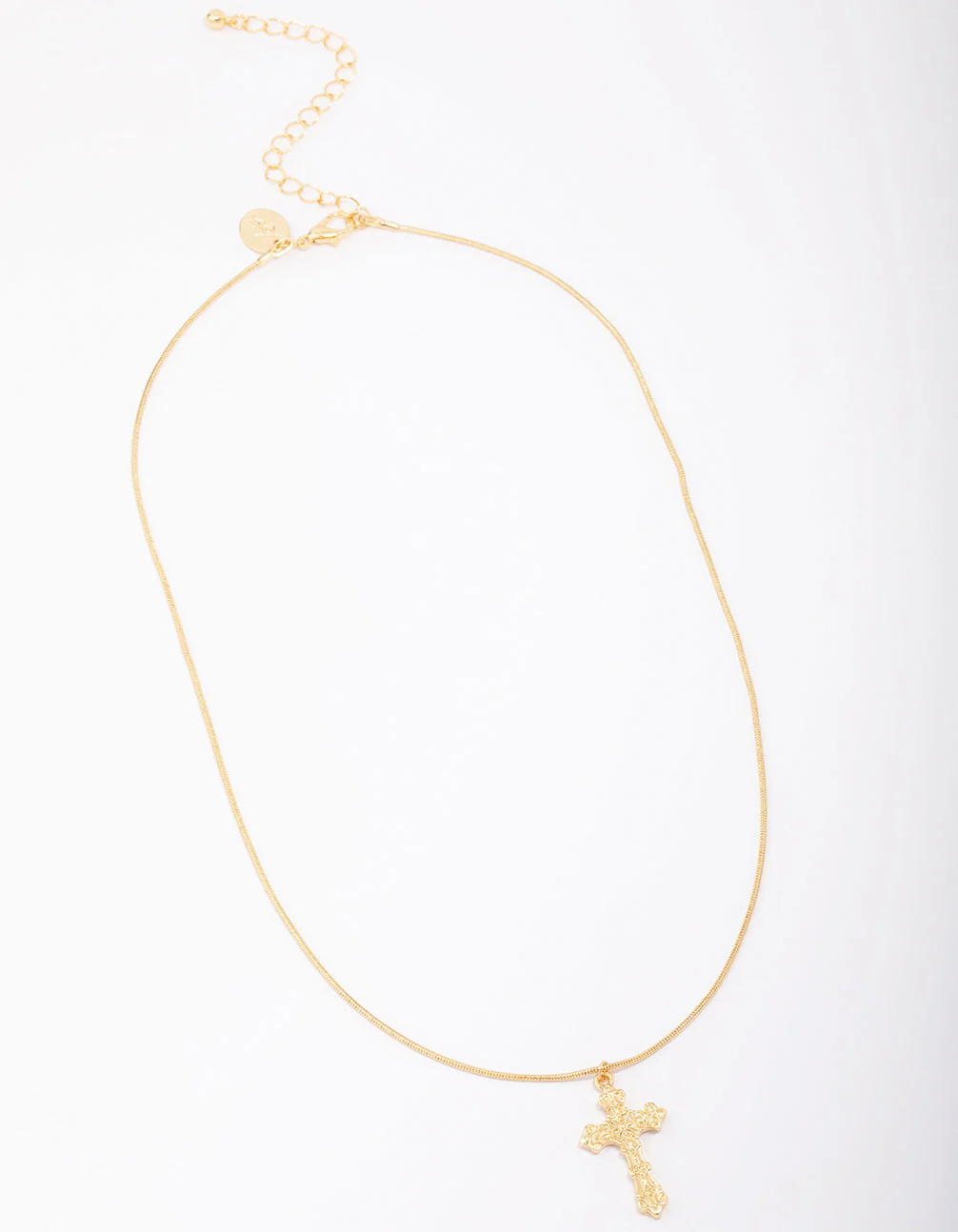 Gold Plated Round Snake Cross Chain Necklace - Image 2