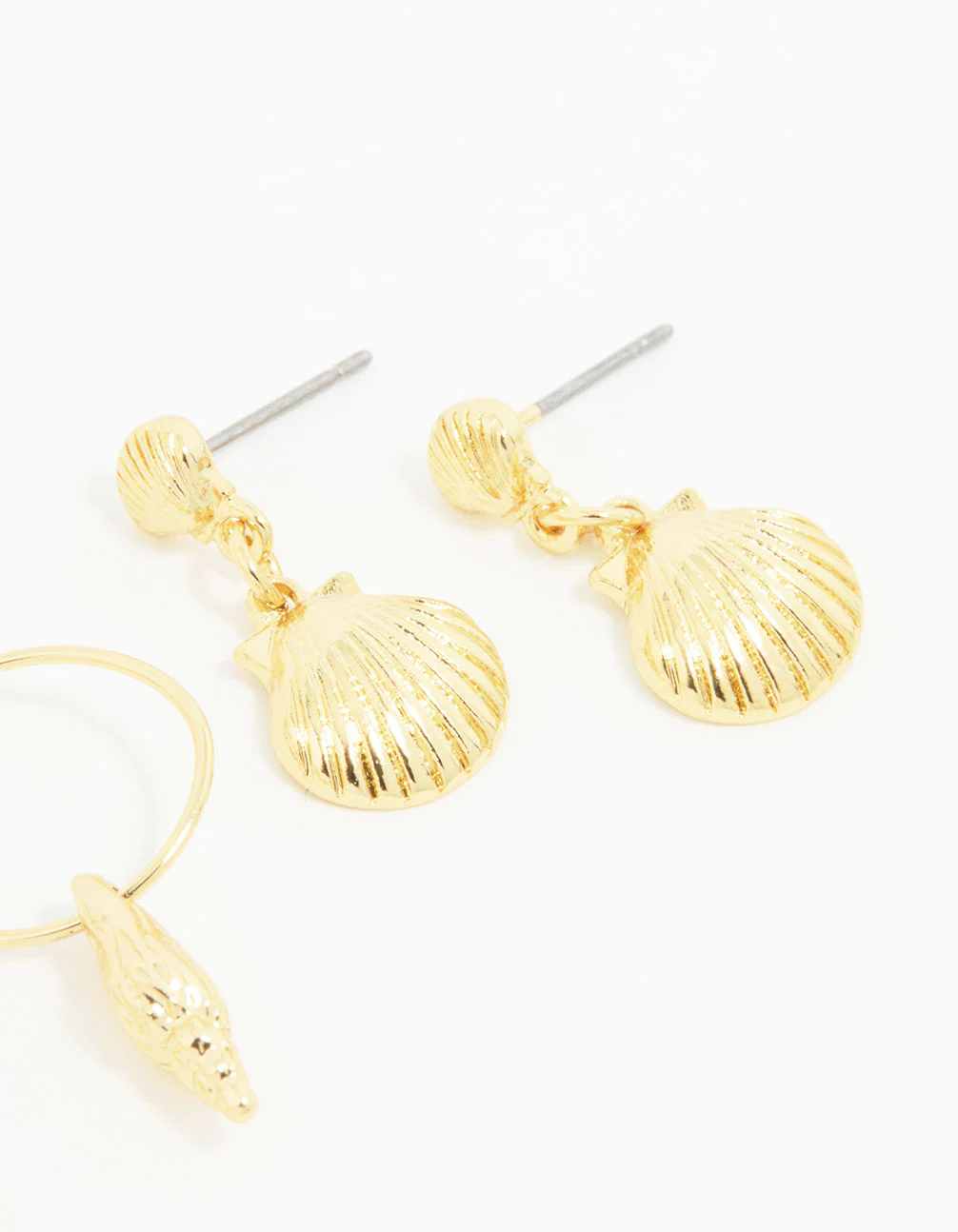 Gold Plated Seashell Earrings 3-Pack - Image 5