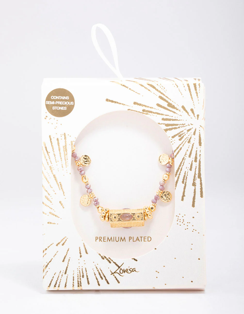 Gold Plated Semi-Precious Barrel Necklace - Image 2