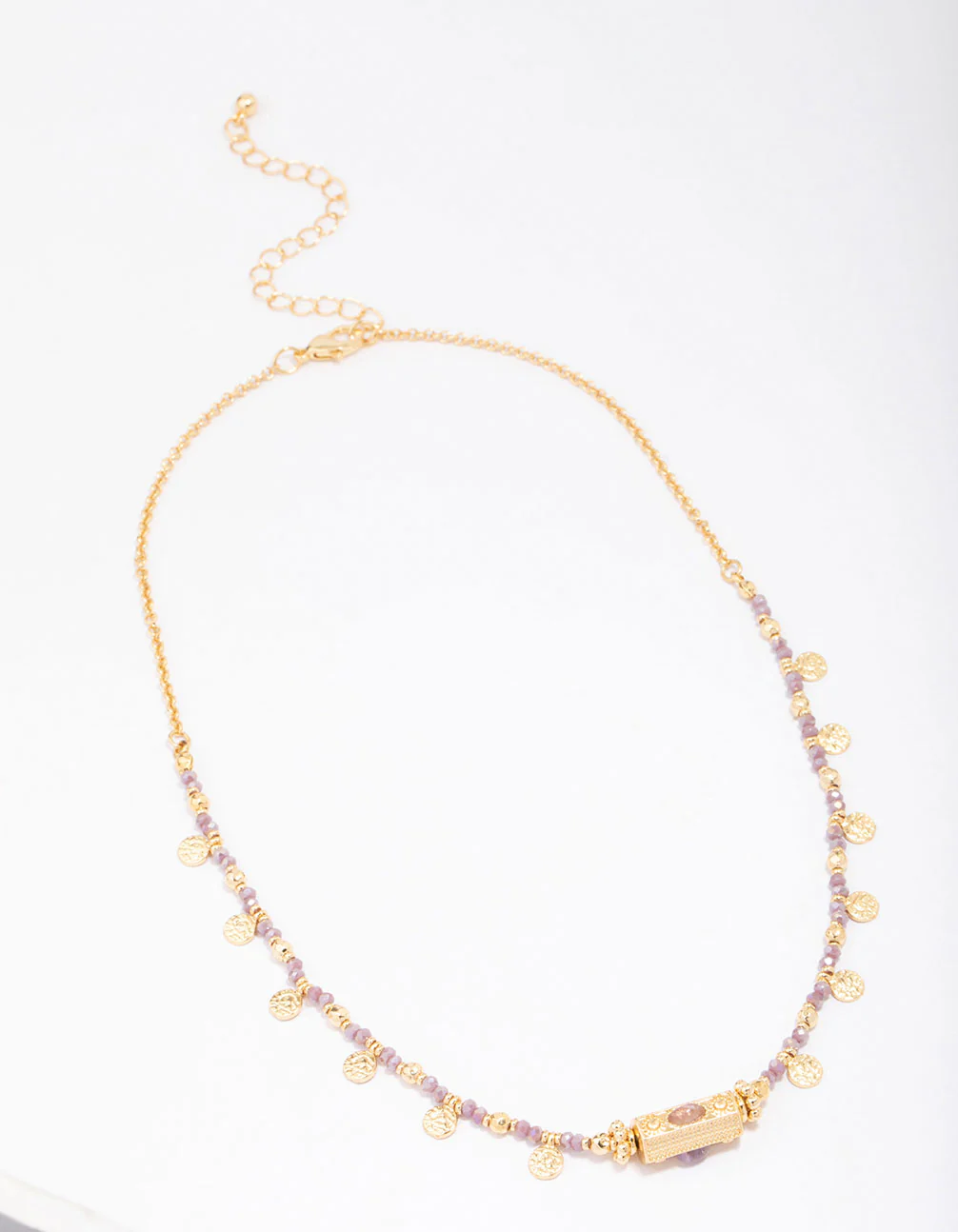 Gold Plated Semi-Precious Barrel Necklace - Image 3