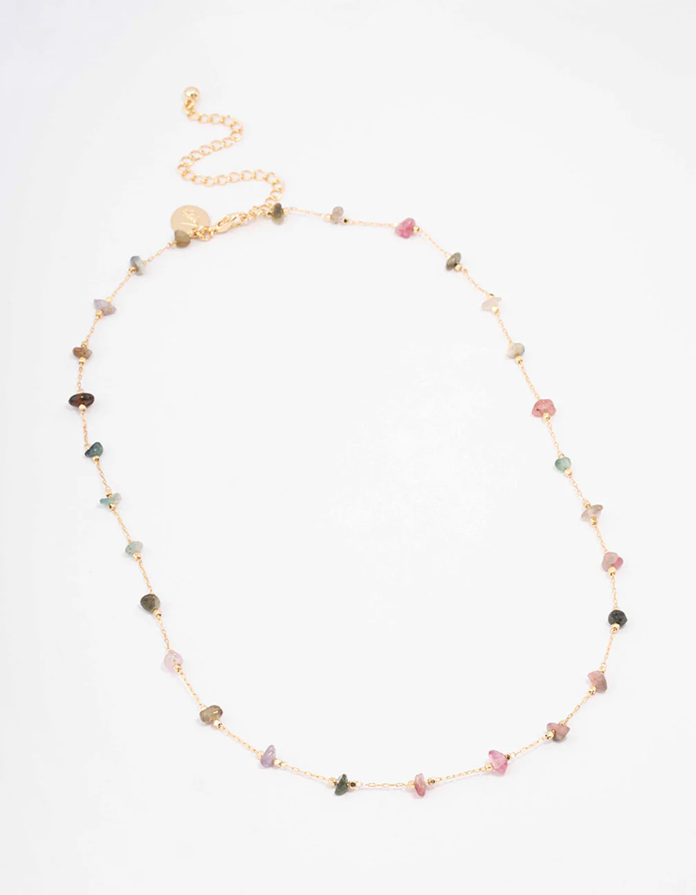 Gold Plated Semi Precious Station Necklace - Image 2