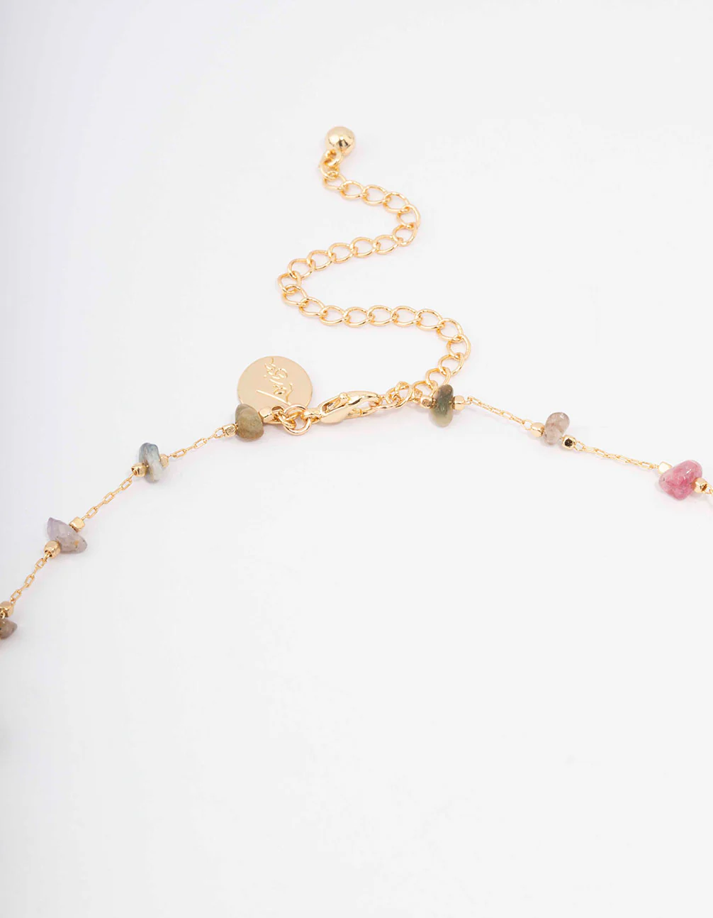 Gold Plated Semi Precious Station Necklace - Image 3