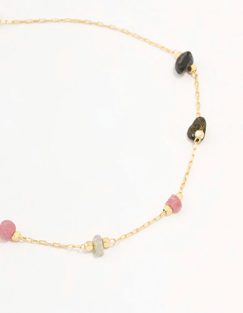 Gold Plated Semi Precious Station Toggle Bracelet - Image 2