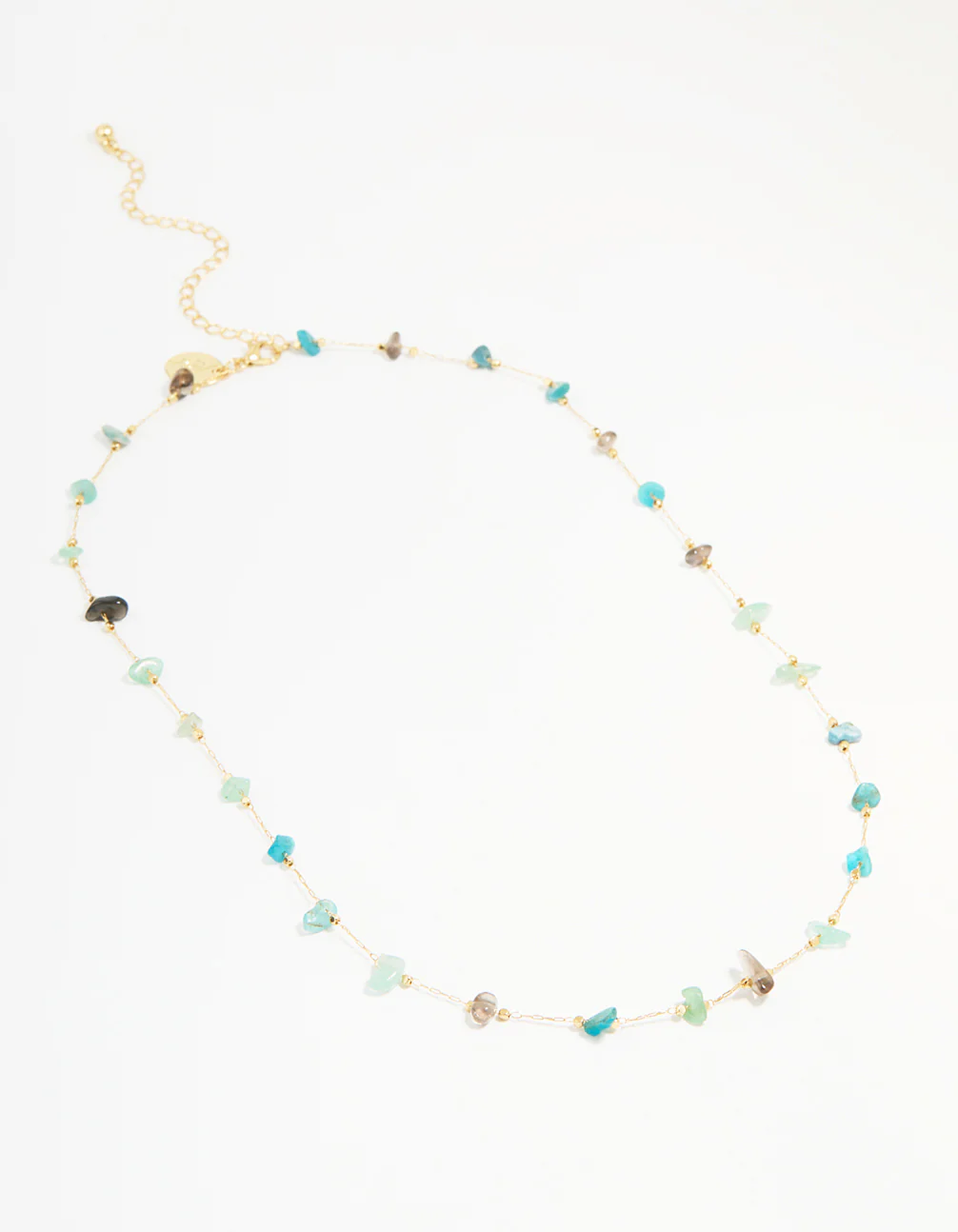 Gold Plated Semi Precious Stones Station Necklace - Image 2