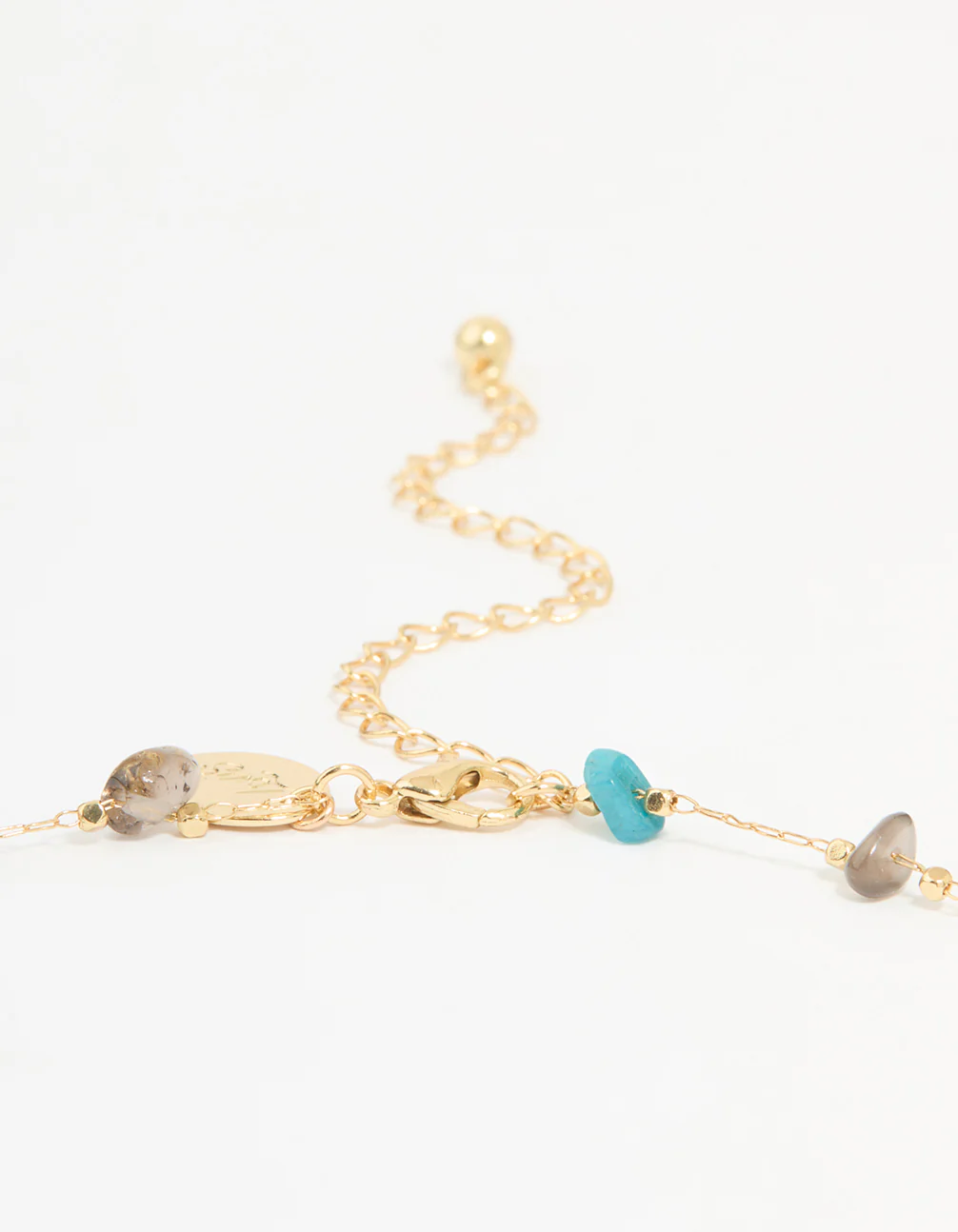 Gold Plated Semi Precious Stones Station Necklace - Image 3