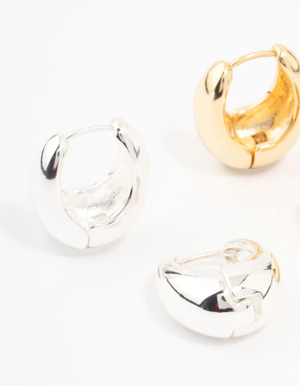 Gold Plated & Silver Plated Gradual Huggie Earrings 2-Pack - Image 2