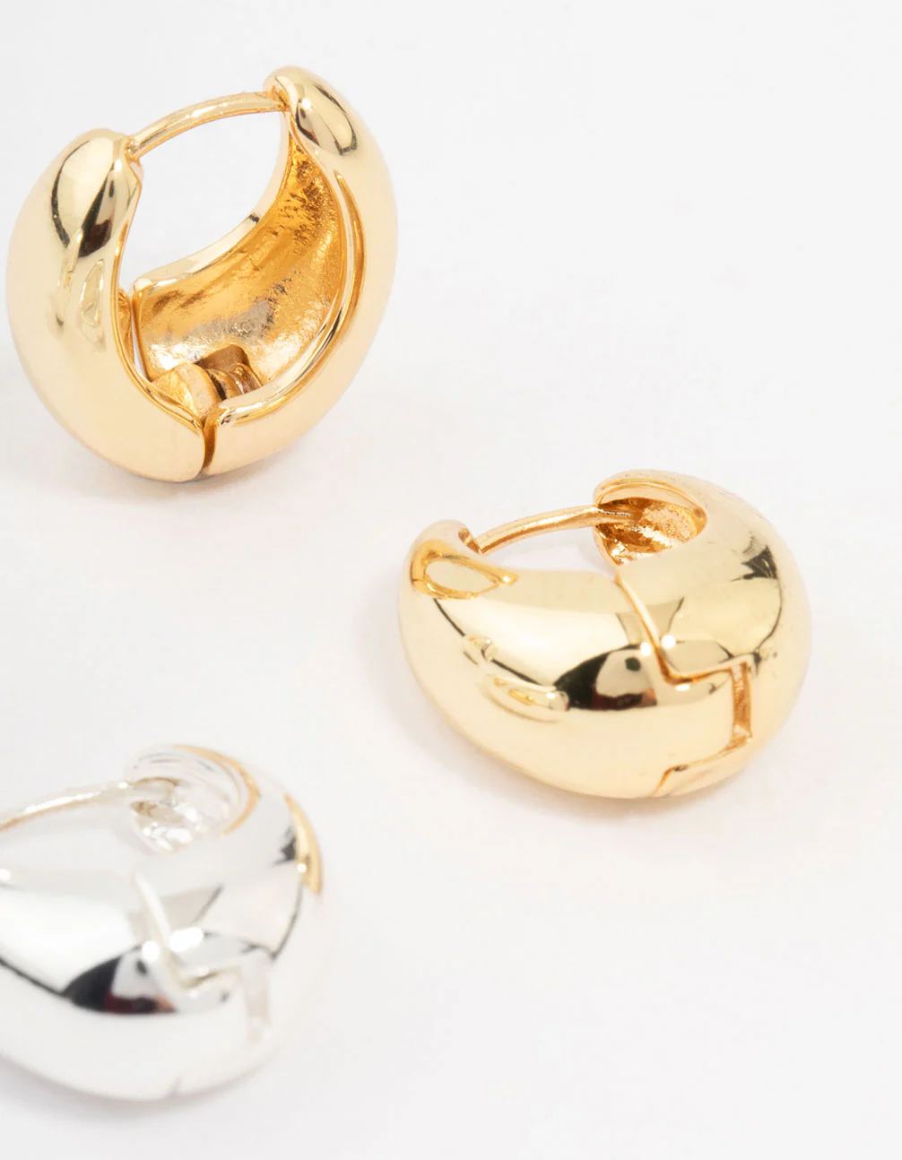 Gold Plated & Silver Plated Gradual Huggie Earrings 2-Pack - Image 3