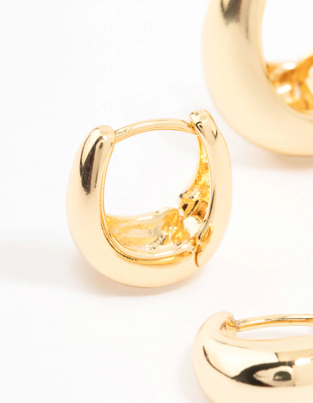 Gold Plated Small & Medium Oval Huggie Earrings - Image 2