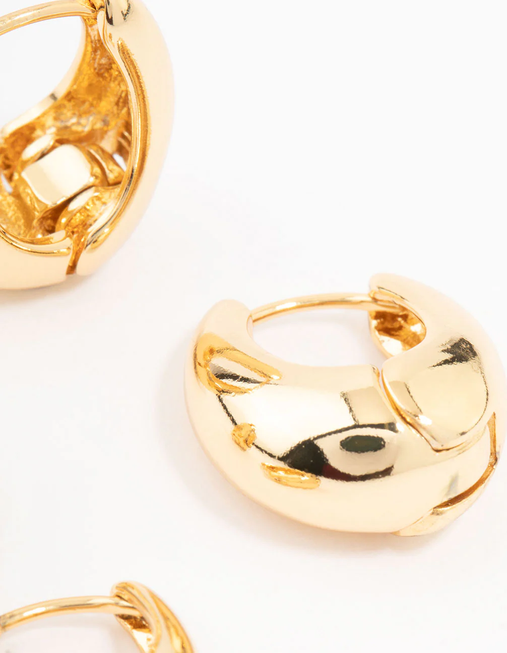 Gold Plated Small & Medium Oval Huggie Earrings - Image 3