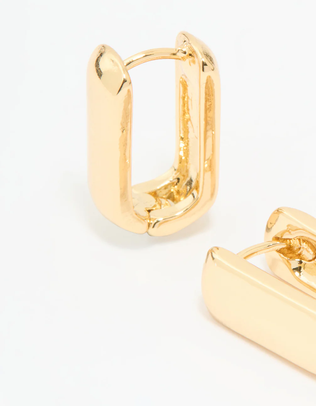 Gold Plated Small Rectangle Huggie Earrings - Image 4