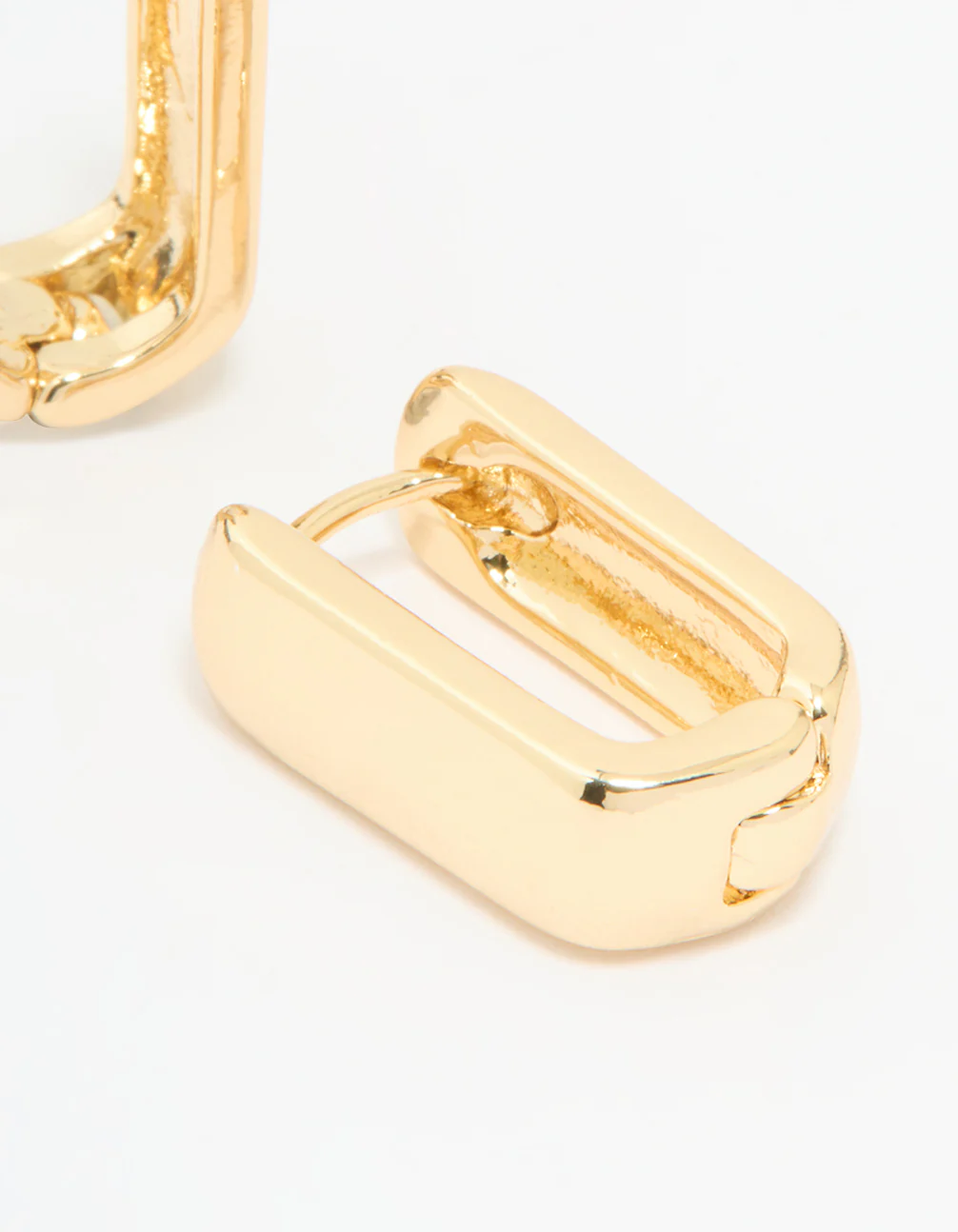 Gold Plated Small Rectangle Huggie Earrings - Image 5