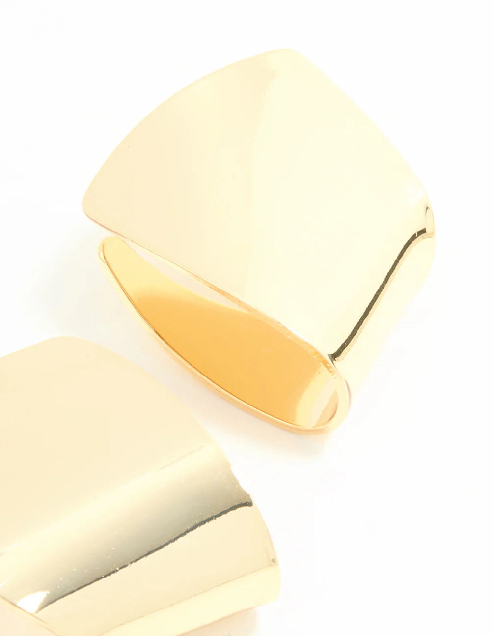 Gold Plated Smooth Folded Stud Earrings - Image 5