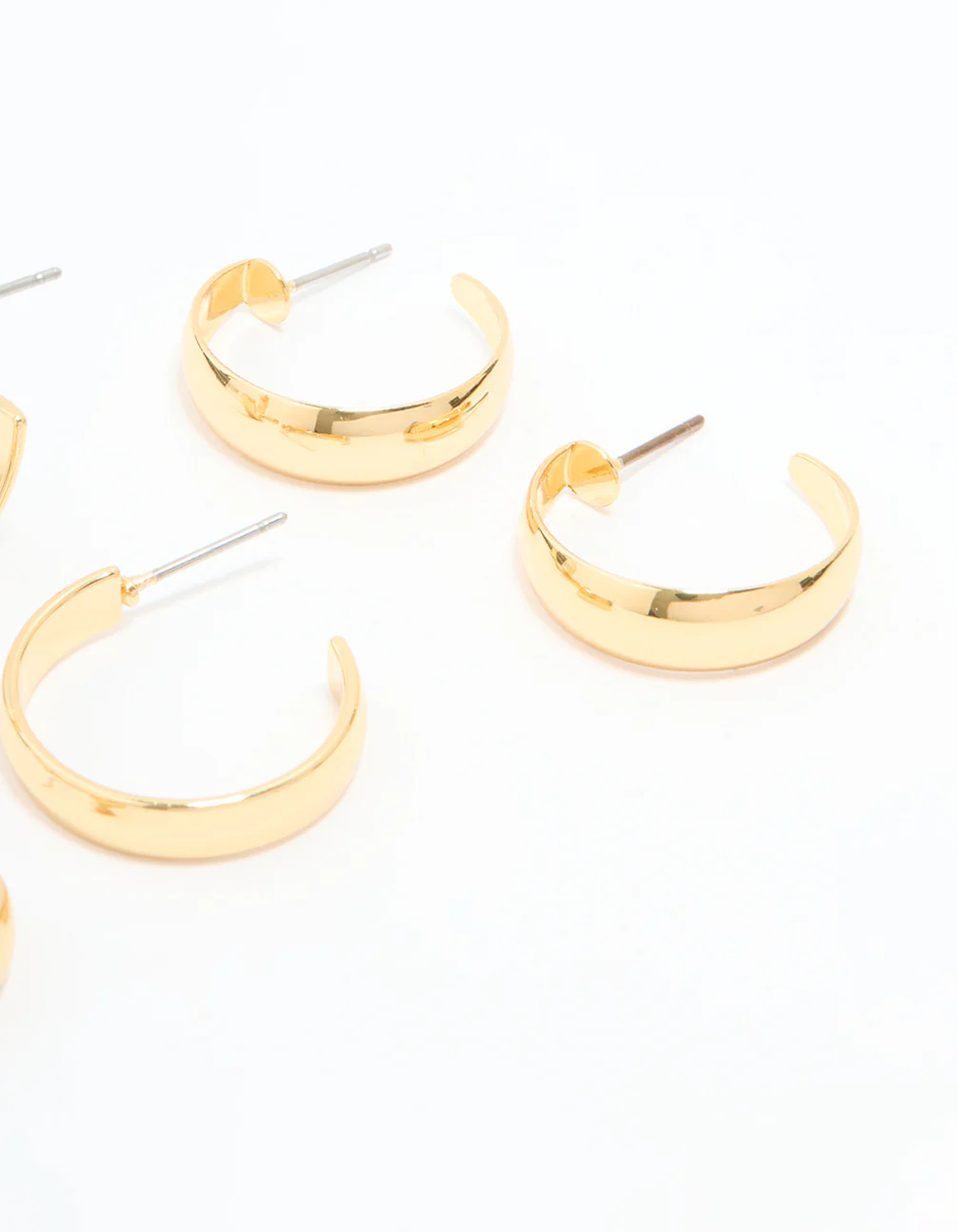 Gold Plated Smooth Hoop Earrings 3-Pack - Image 5
