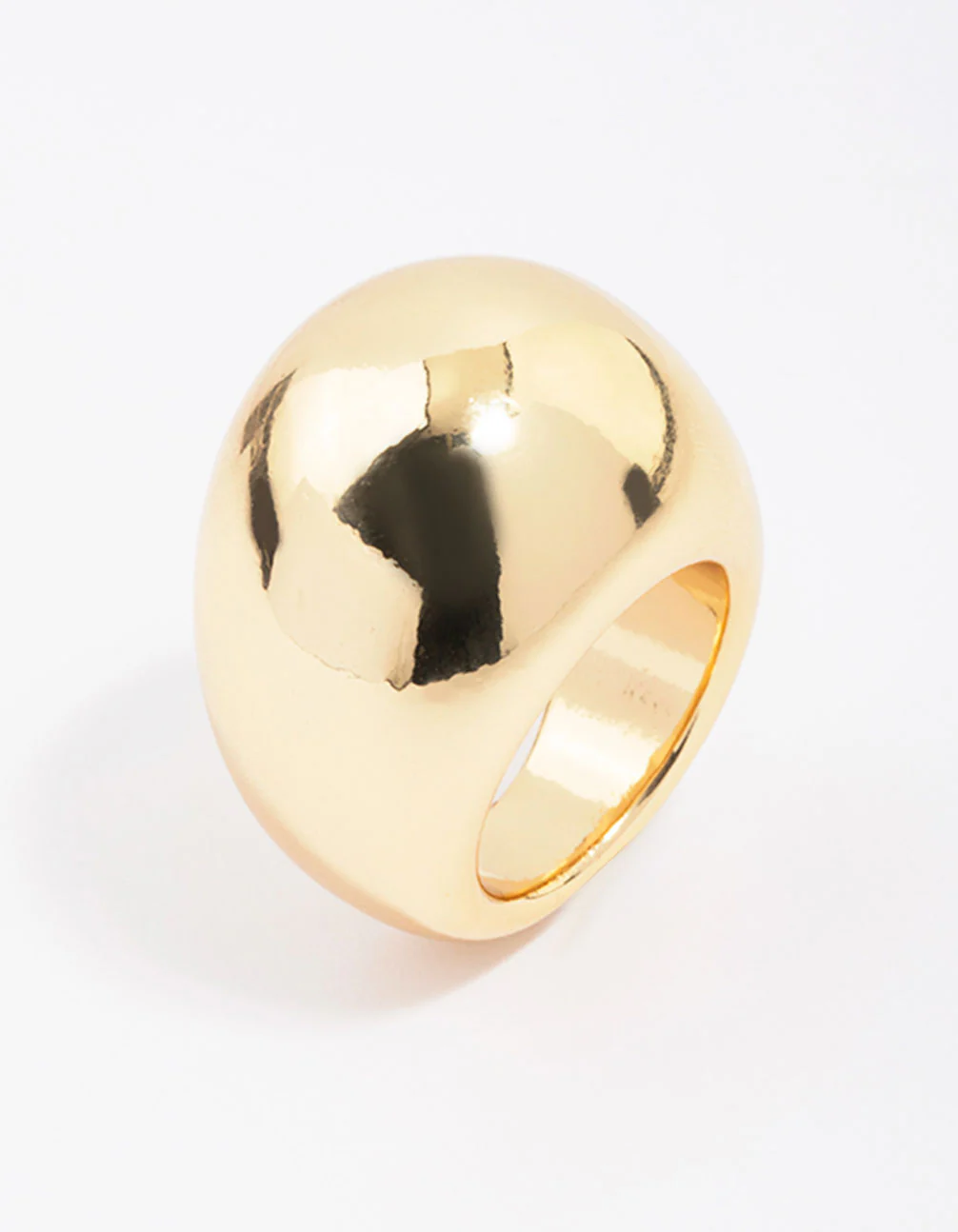Gold Plated Smooth Round Dome Ring - Image 2