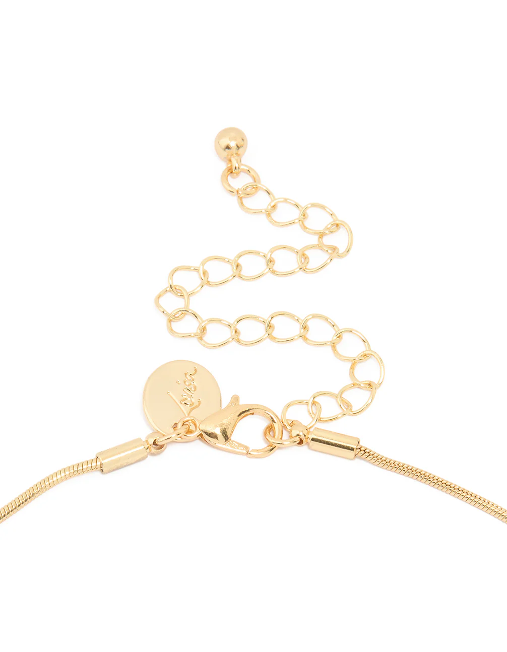 Gold Plated Snake Chain Small Oval Pendant Necklace - Image 3