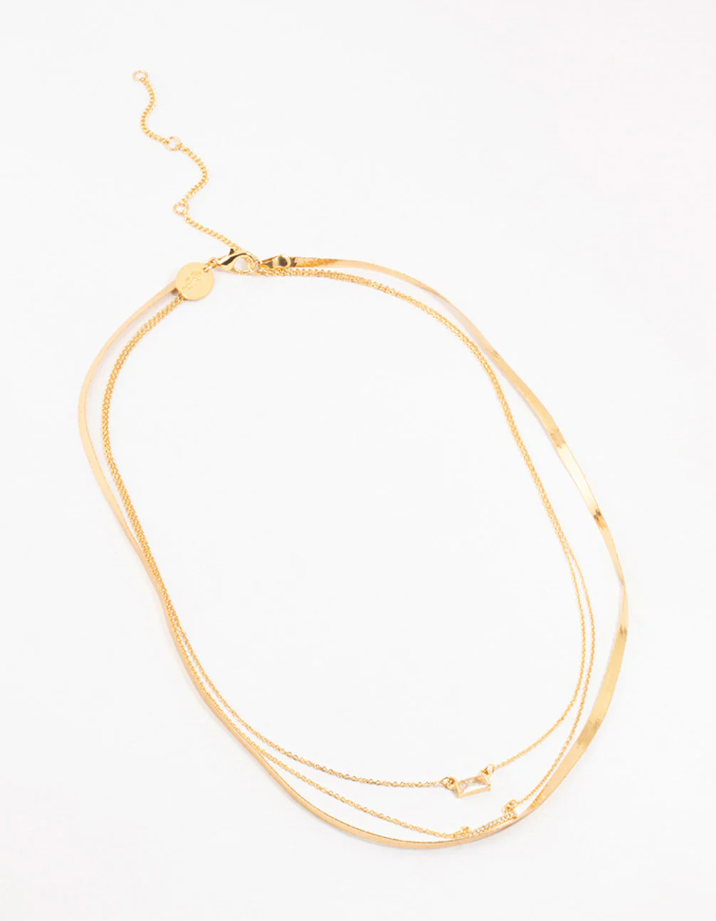 Gold Plated Snake & Diamante Crystal Layered Necklace - Image 2