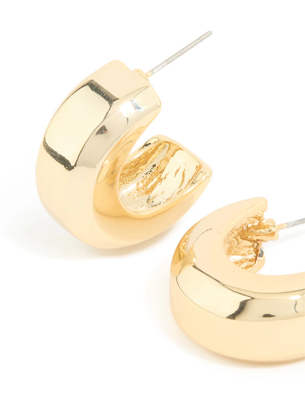 Gold Plated Square Chubby Hoop Earrings - Image 2