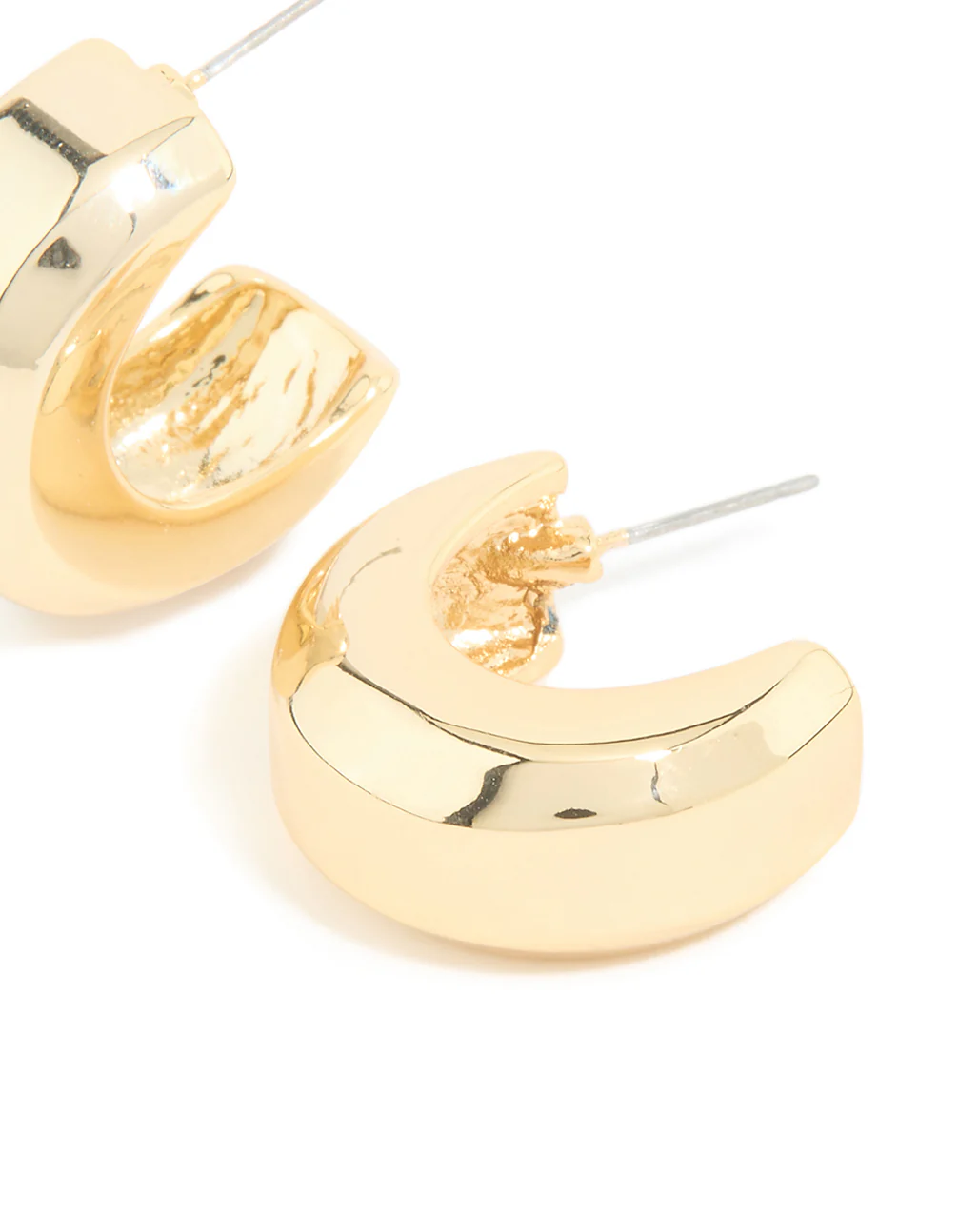 Gold Plated Square Chubby Hoop Earrings - Image 3