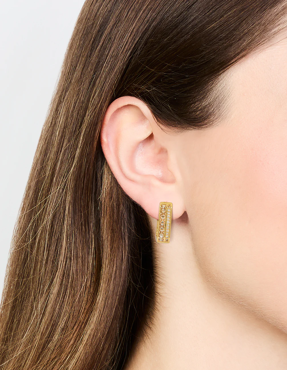 Gold Plated Square Hoop Earrings - Image 2