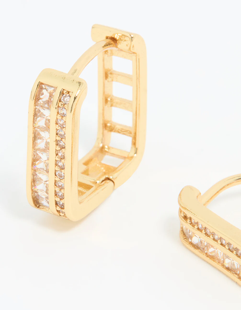 Gold Plated Square Hoop Earrings - Image 4