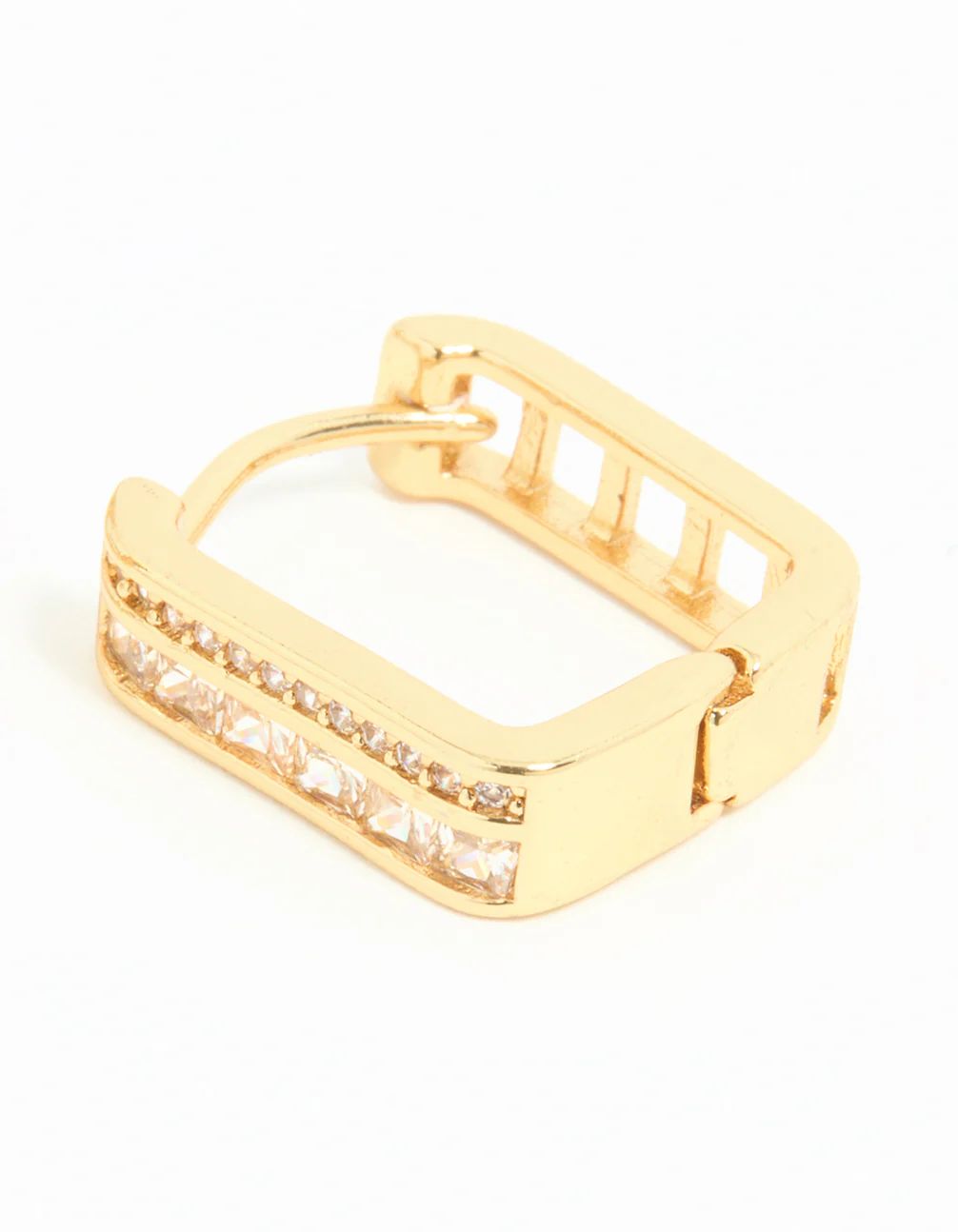 Gold Plated Square Hoop Earrings - Image 5