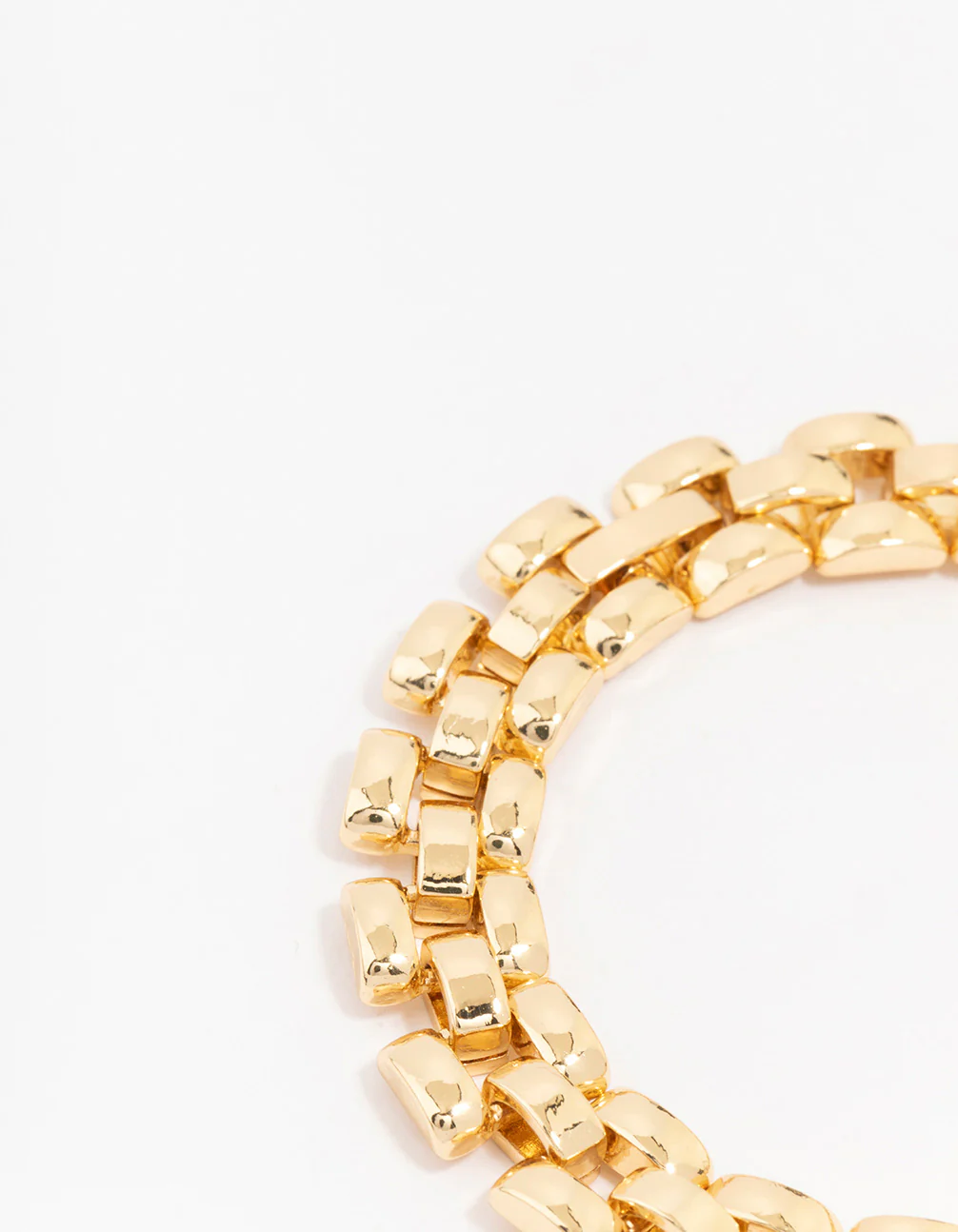 Gold Plated Brass Square Link Pave Chain Bracelet - Image 3