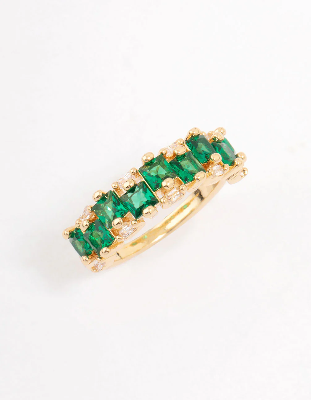 Gold Plated Staggered Emerald Band Ring - Image 5