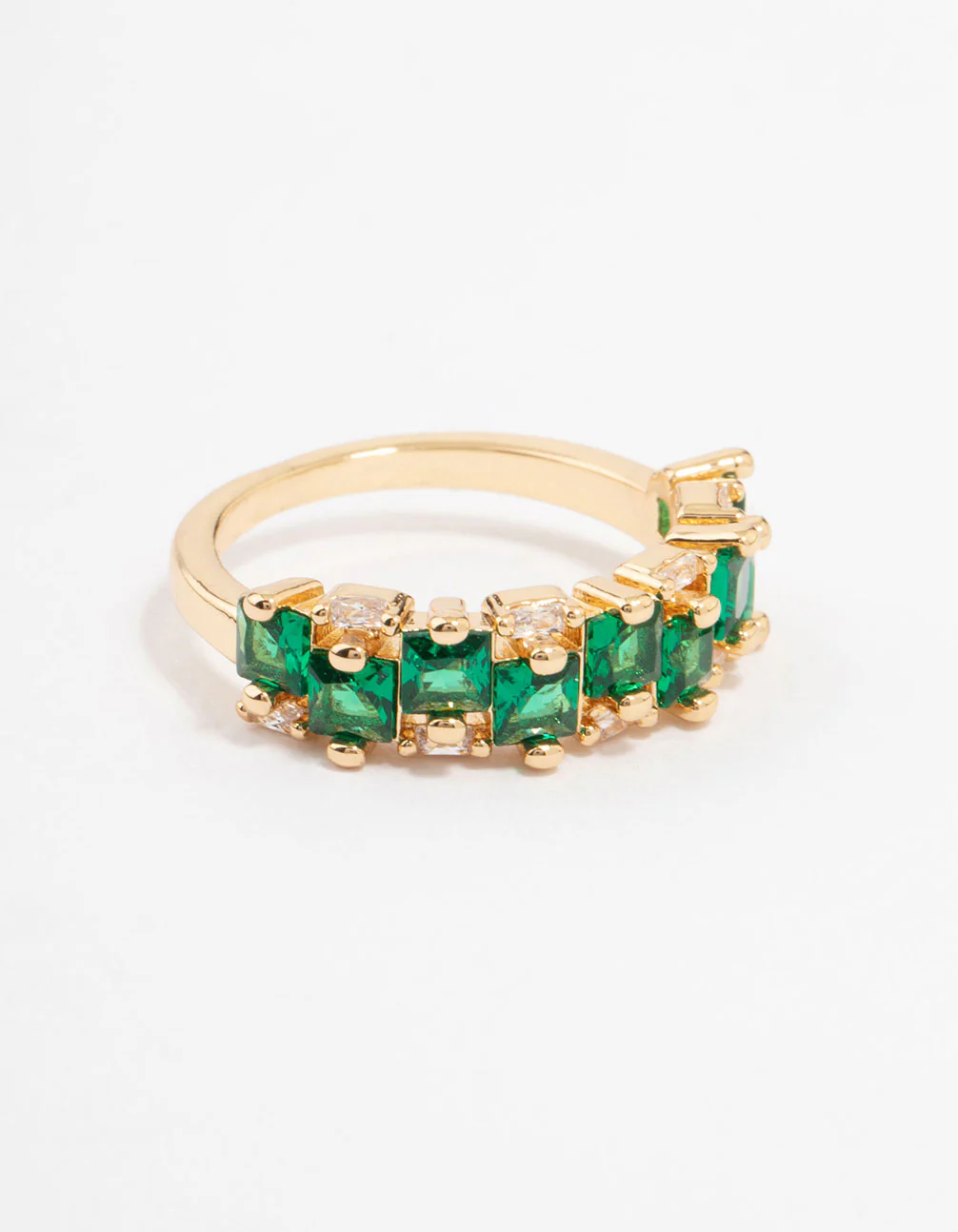 Gold Plated Staggered Emerald Band Ring - Image 7