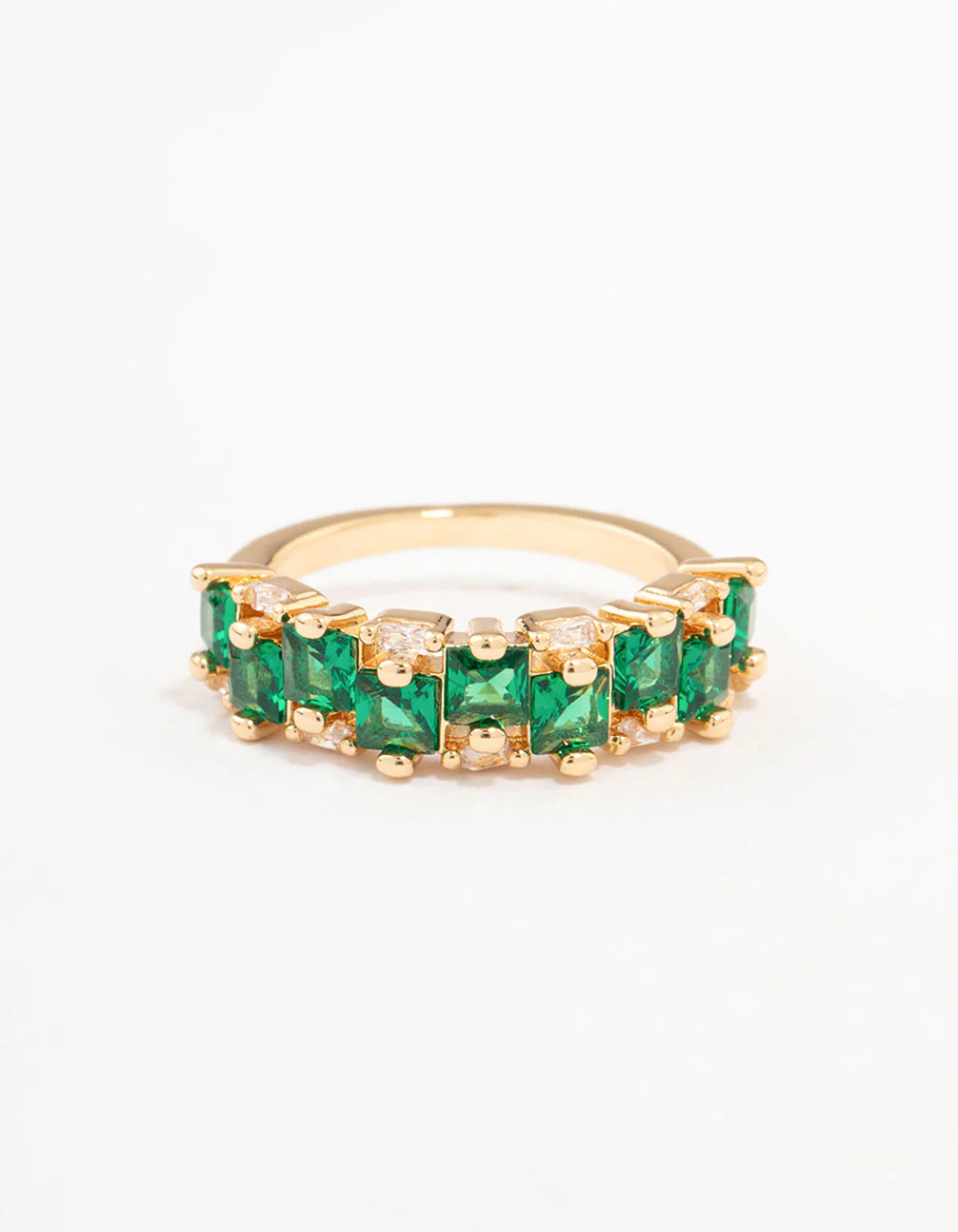 Gold Plated Staggered Emerald Band Ring - Image 8