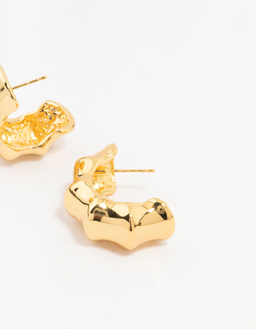 Waterproof Gold Plated Stainless Steel Bamboo Hoop Earrings - Image 3