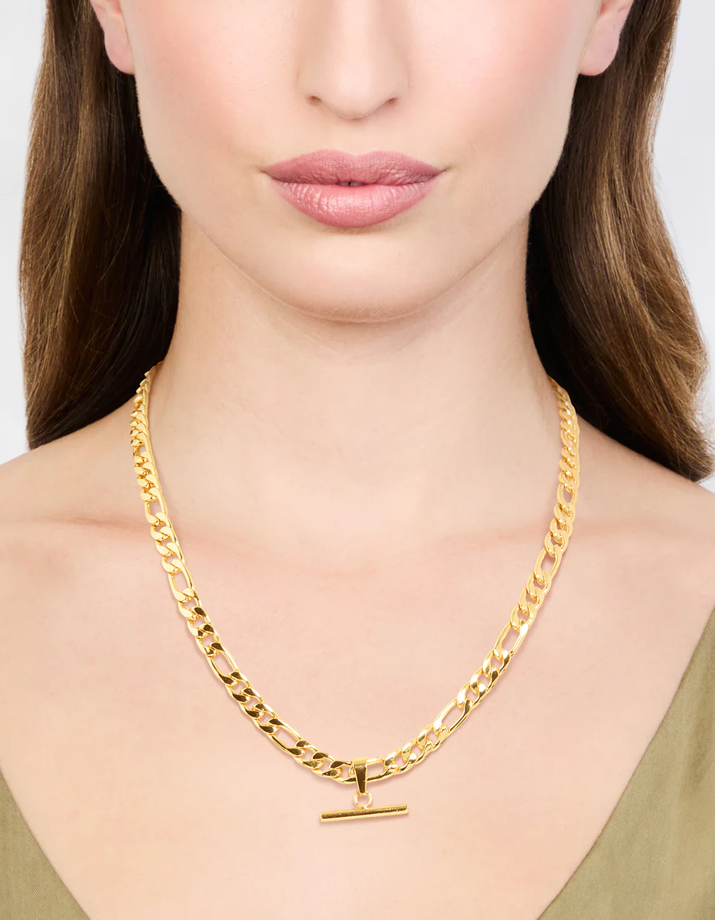 Waterproof Gold Plated Stainless Steel Chunky Fob Necklace - Image 2