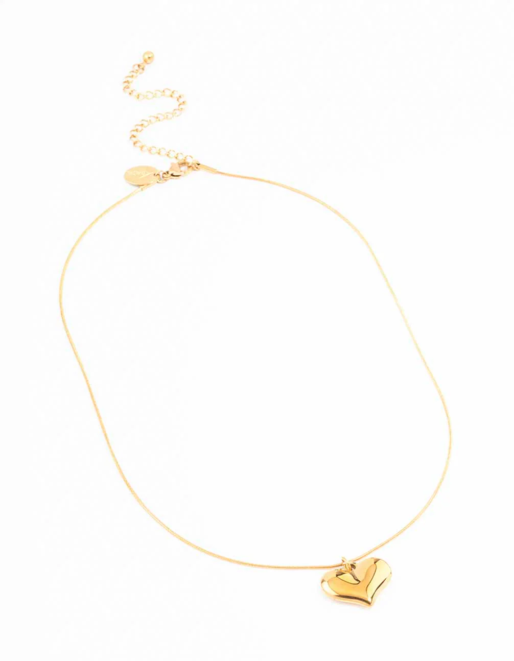 Waterproof Gold Plated Stainless Steel Classic Puffy Heart Pendant Necklace - Image 4