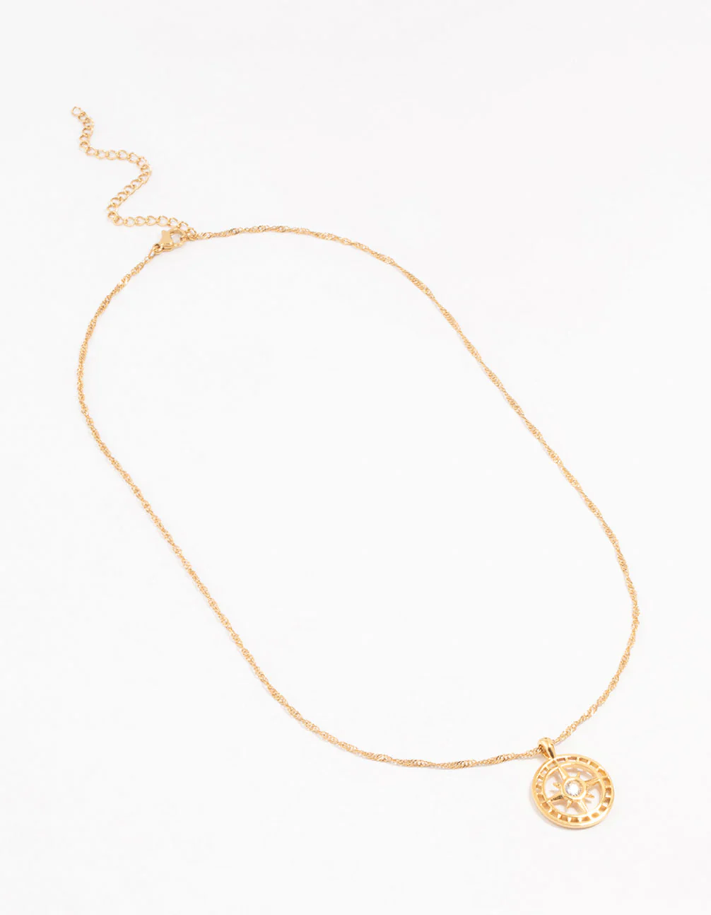 Waterproof Gold Plated Stainless Steel Compass Pendant Necklace - Image 4