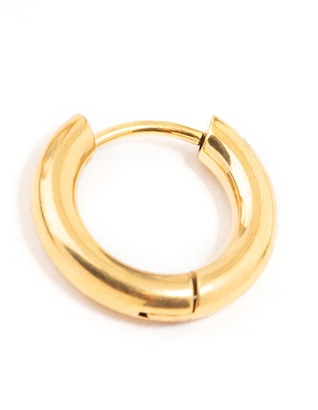 Waterproof Gold Plated Stainless Steel Core Clicker Earrings 16 MM - Image 5