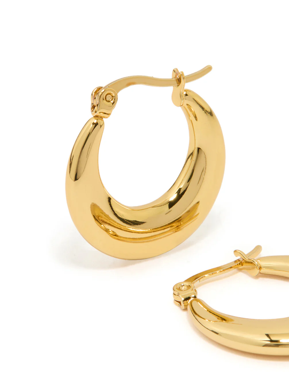 Waterproof Gold Plated Stainless Steel Crescent Hoop Earrings - Image 4