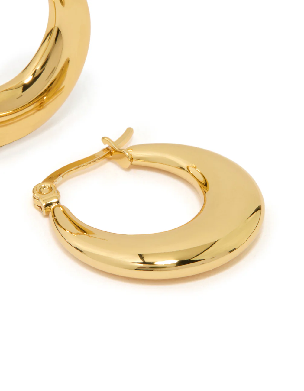 Waterproof Gold Plated Stainless Steel Crescent Hoop Earrings - Image 5