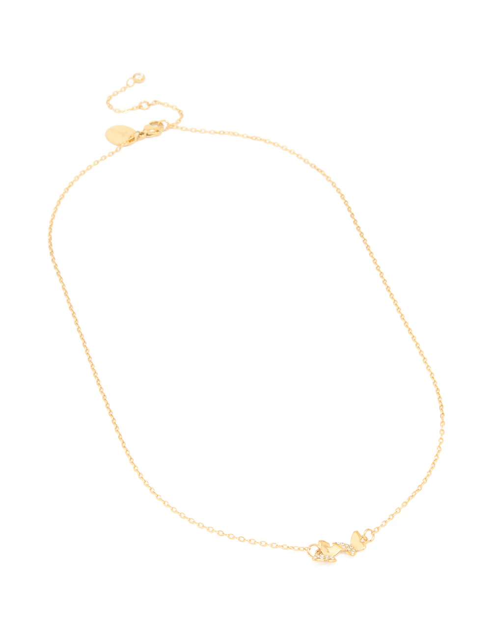 Gold Plated Stainless Steel Cubic Zirconia Butterfly Necklace - Image 2