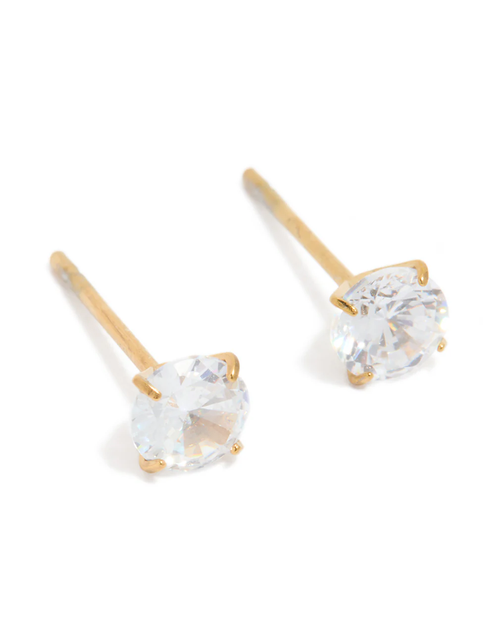 Waterproof Gold Plated Stainless Steel Cubic Zirconia Stud Earrings 5 MM - Image 2