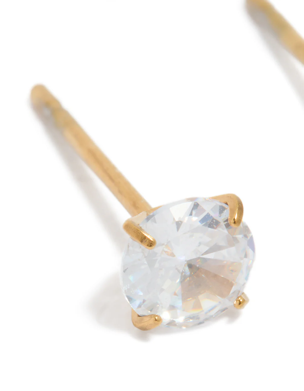 Waterproof Gold Plated Stainless Steel Cubic Zirconia Stud Earrings 5 MM - Image 3