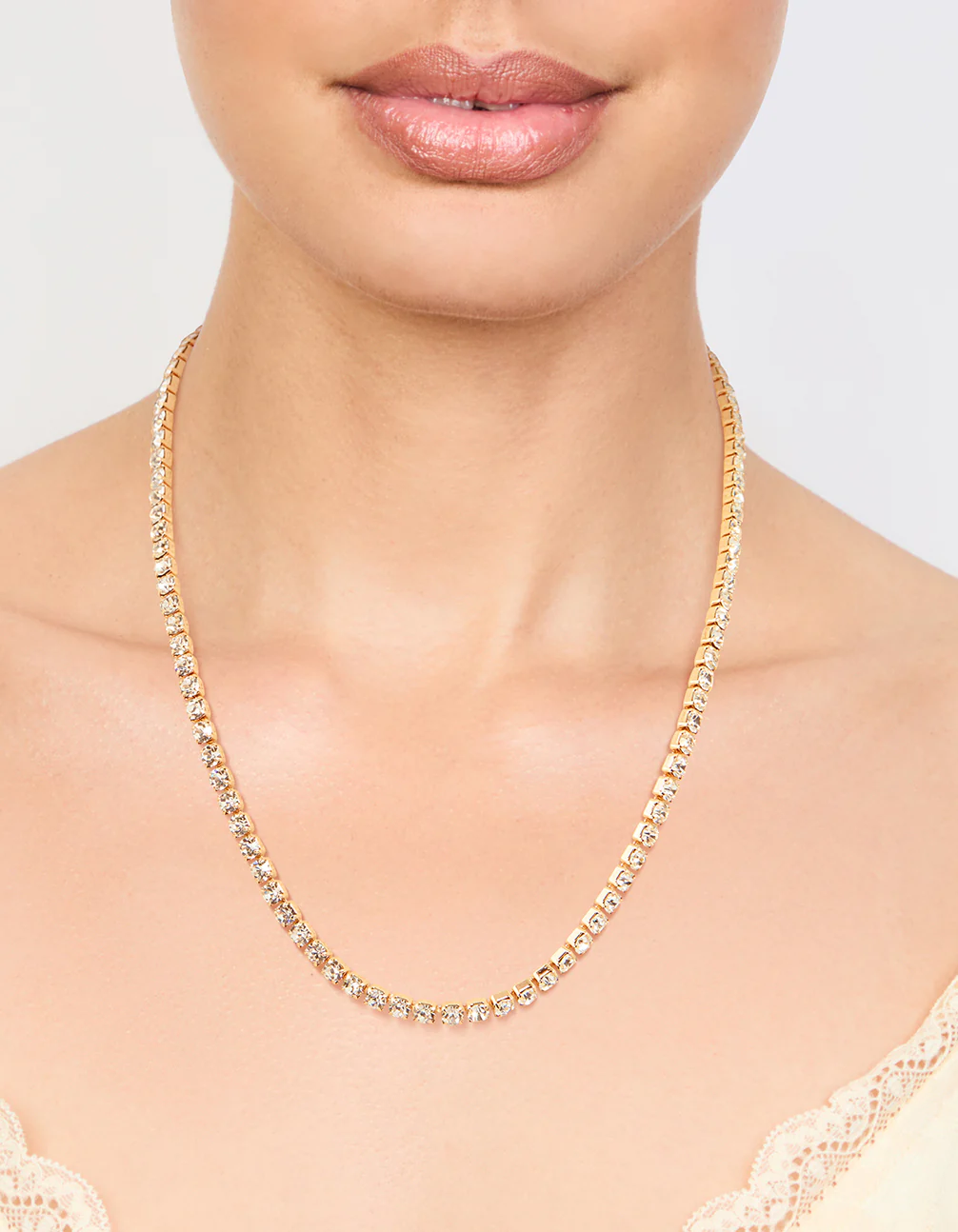Waterproof Gold Plated Stainless Steel Cubic Zirconia Tennis Necklace - Image 2