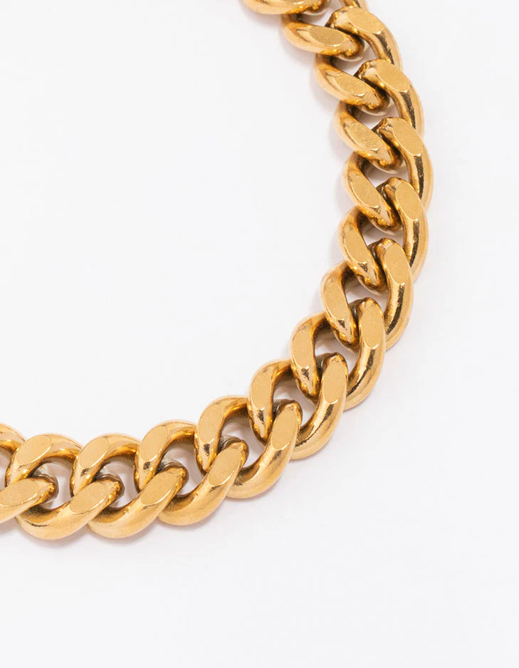 Waterproof Gold Plated Stainless Steel Curb Chain Bracelet - Image 2