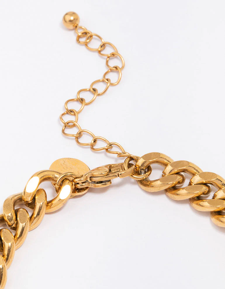 Waterproof Gold Plated Stainless Steel Curb Chain Bracelet - Image 5