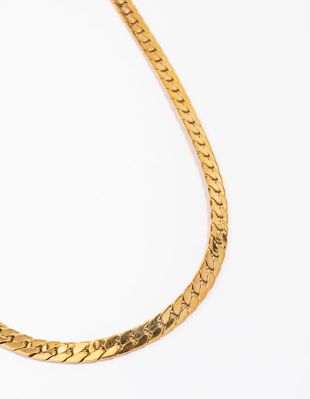 Waterproof Gold Plated Stainless Steel Flat Curb Chain Necklace - Image 3