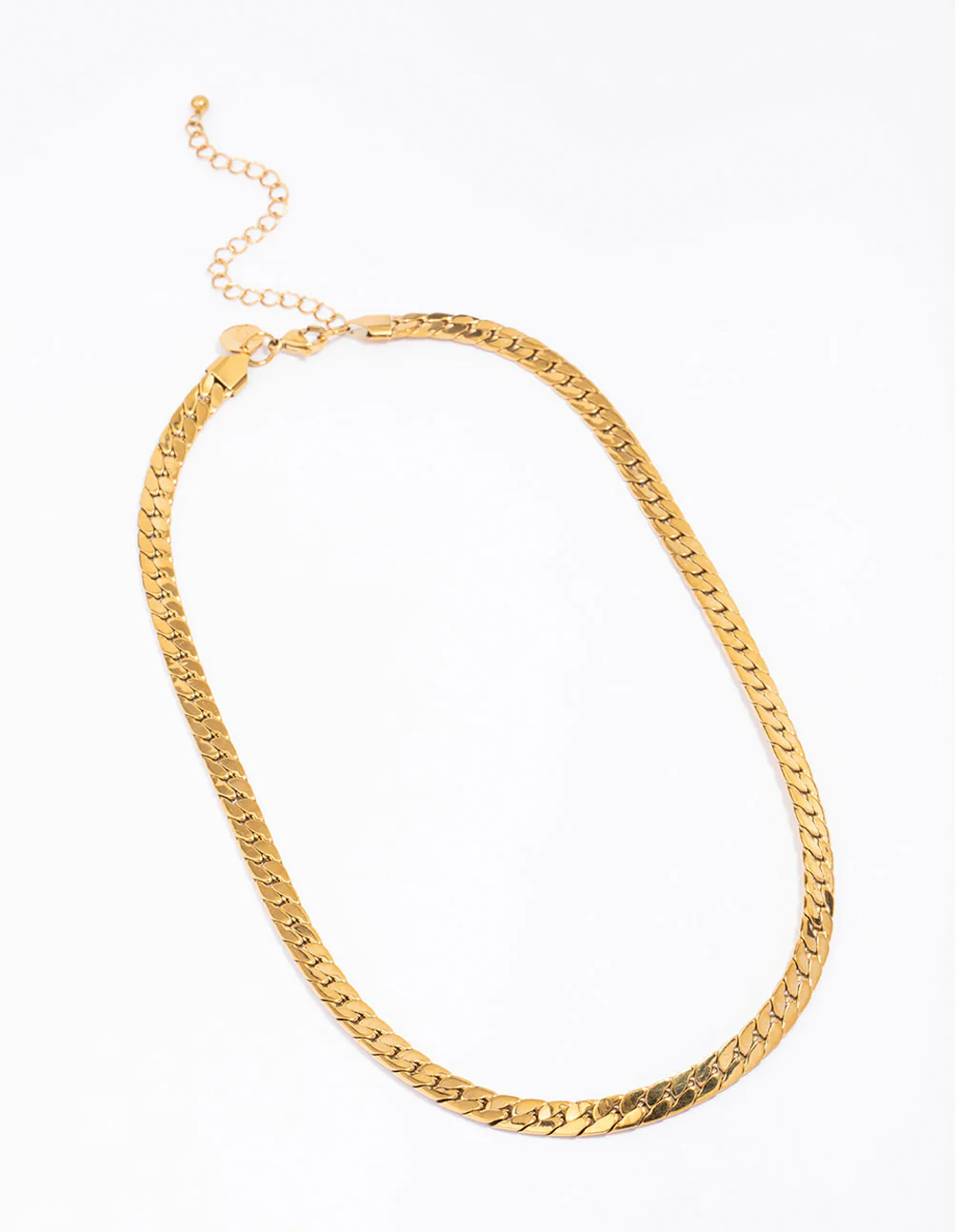 Waterproof Gold Plated Stainless Steel Flat Curb Chain Necklace - Image 5
