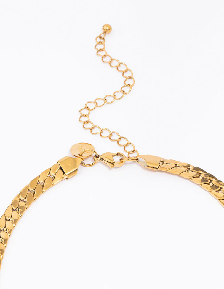 Waterproof Gold Plated Stainless Steel Flat Curb Chain Necklace - Image 6