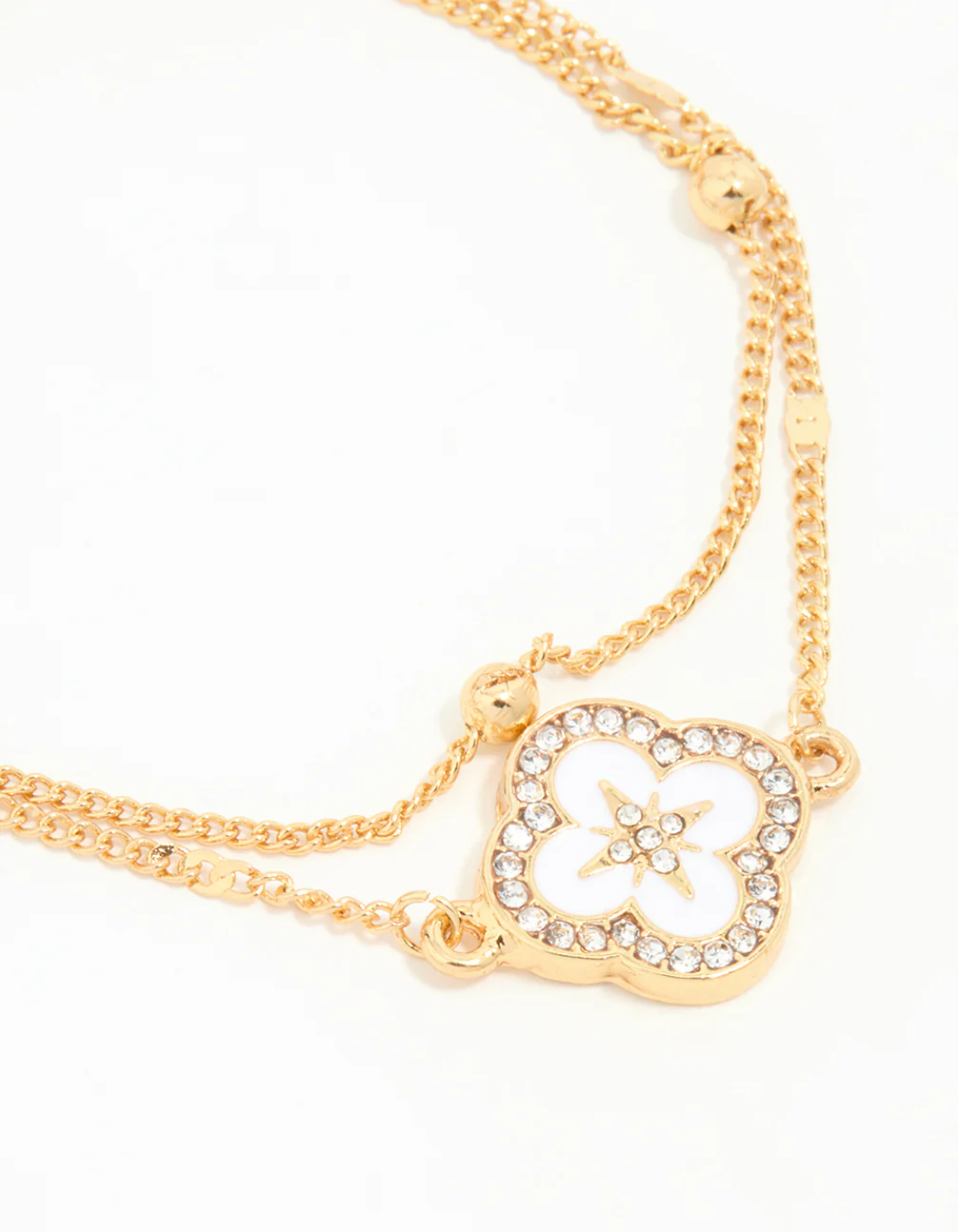 Waterproof Gold Plated Stainless Steel Flower Enamel Layered Bracelet - Image 2