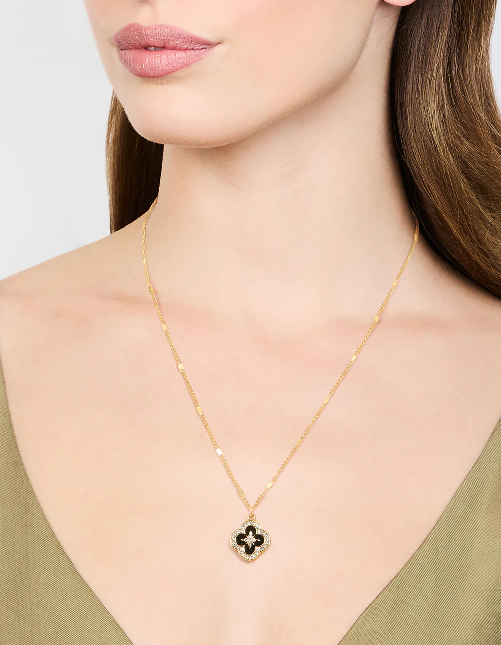 Waterproof Gold Plated Stainless Steel Flower Enamel Pendant Necklace - Image 2