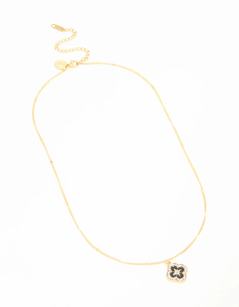 Waterproof Gold Plated Stainless Steel Flower Enamel Pendant Necklace - Image 4