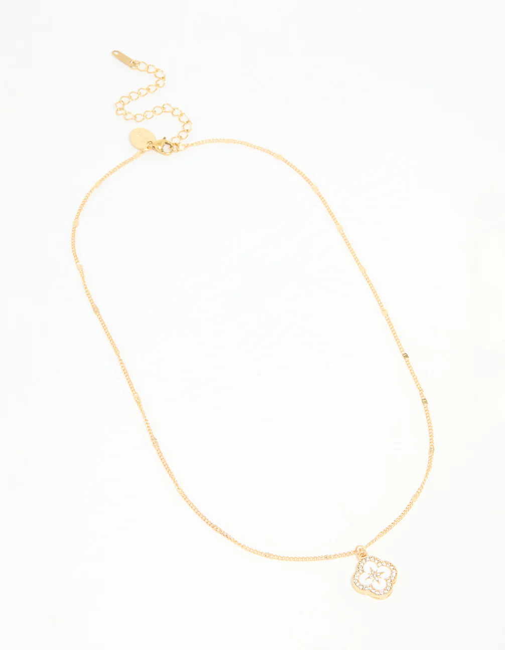 Waterproof Gold Plated Stainless Steel Flower Enamel Pendant Necklace - Image 4